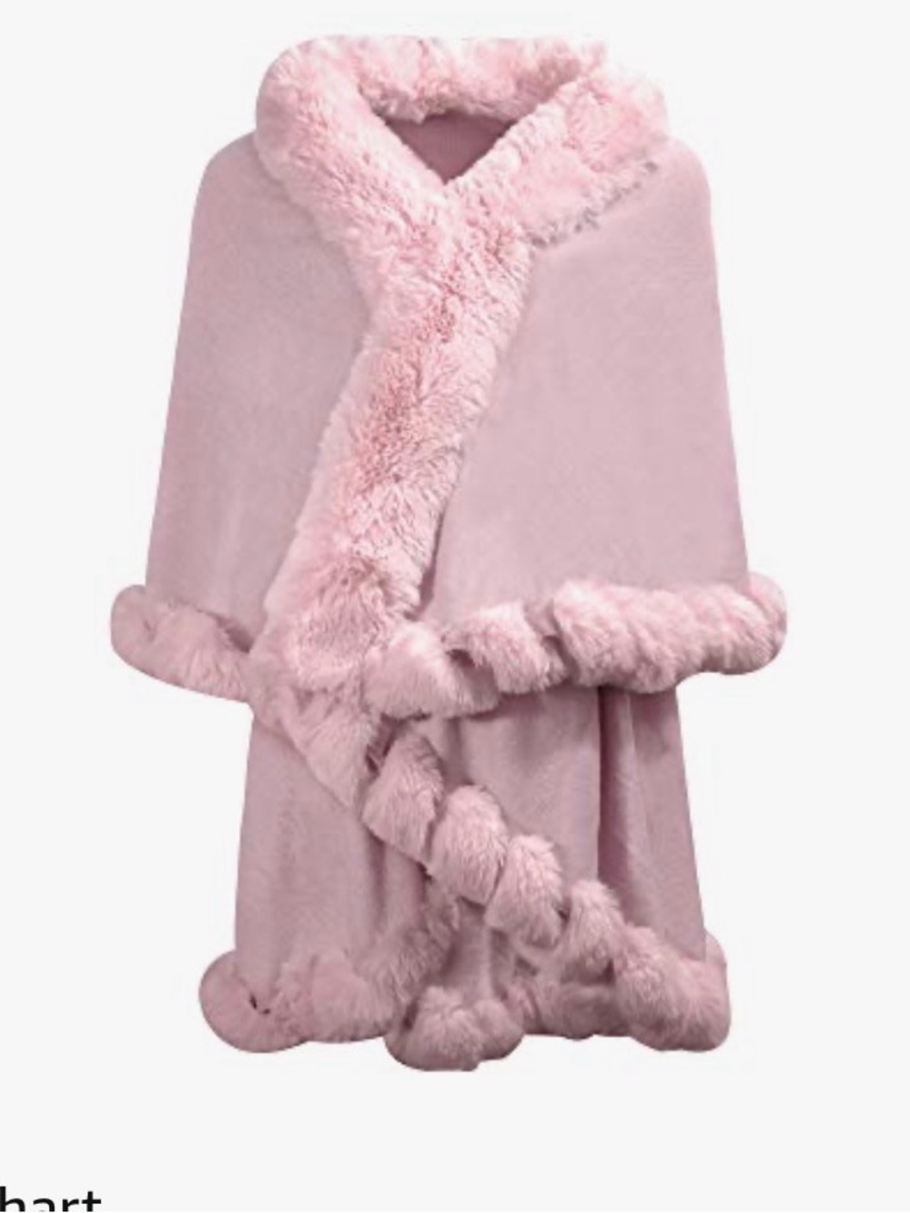 ZLYC Women Fine Knit Open Front Faux Fur Trim Layers Poncho Cape Cardigan Pink